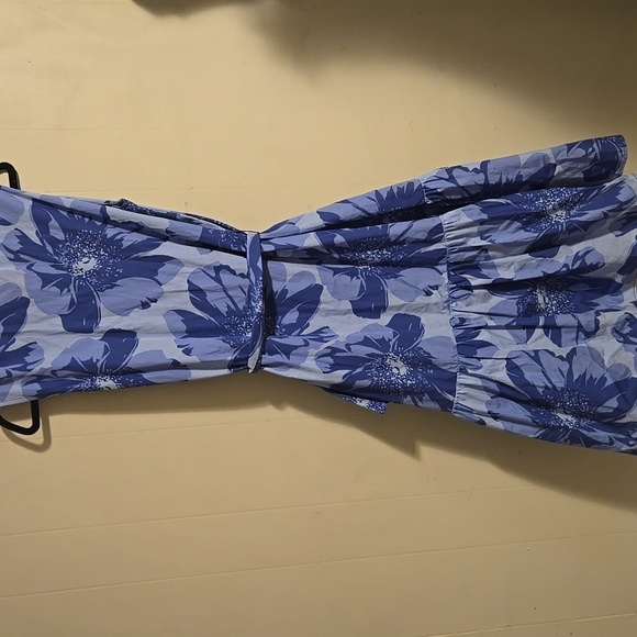 Carolina Herrera Blue Floral Midi Dress - Picture 4 of 10